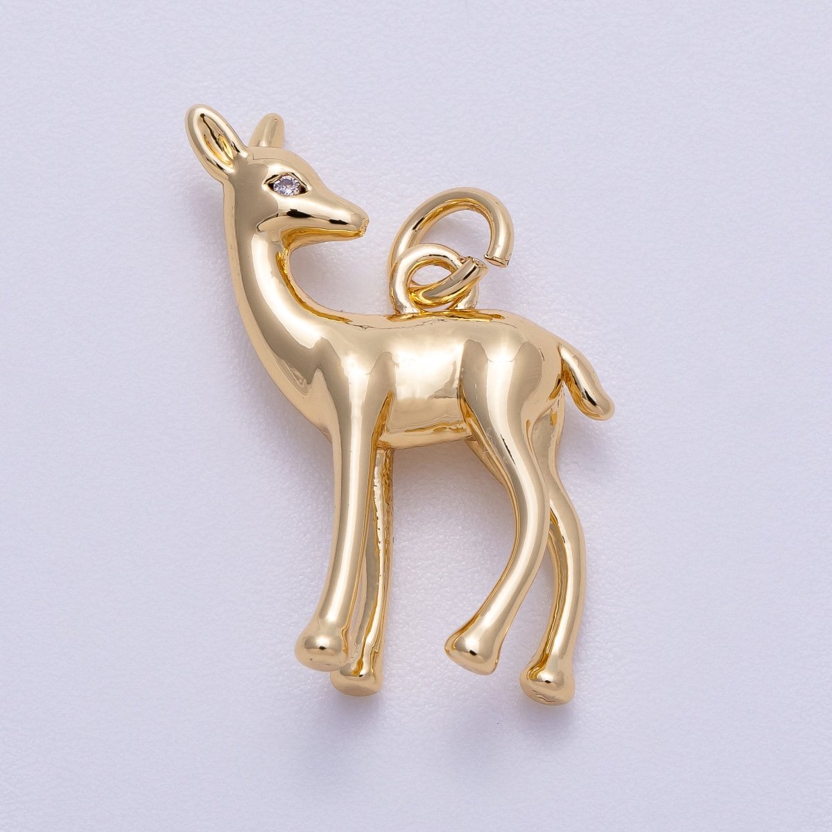 16K Gold Filled 22mm Fawn Deer Forest Animal Minimalist 3D Multidimensional Charm in Gold & Silver | Charms - 00606 Charms - 00607 - DLUXCA