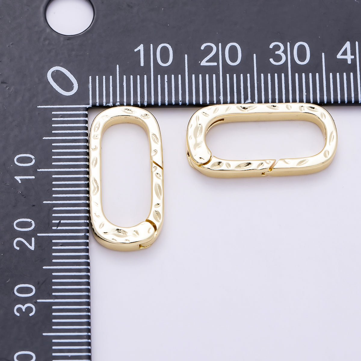 16K Gold Filled 22mm Hammered Oblong Push Gate Enhancer Finding | Findings-00485 - DLUXCA