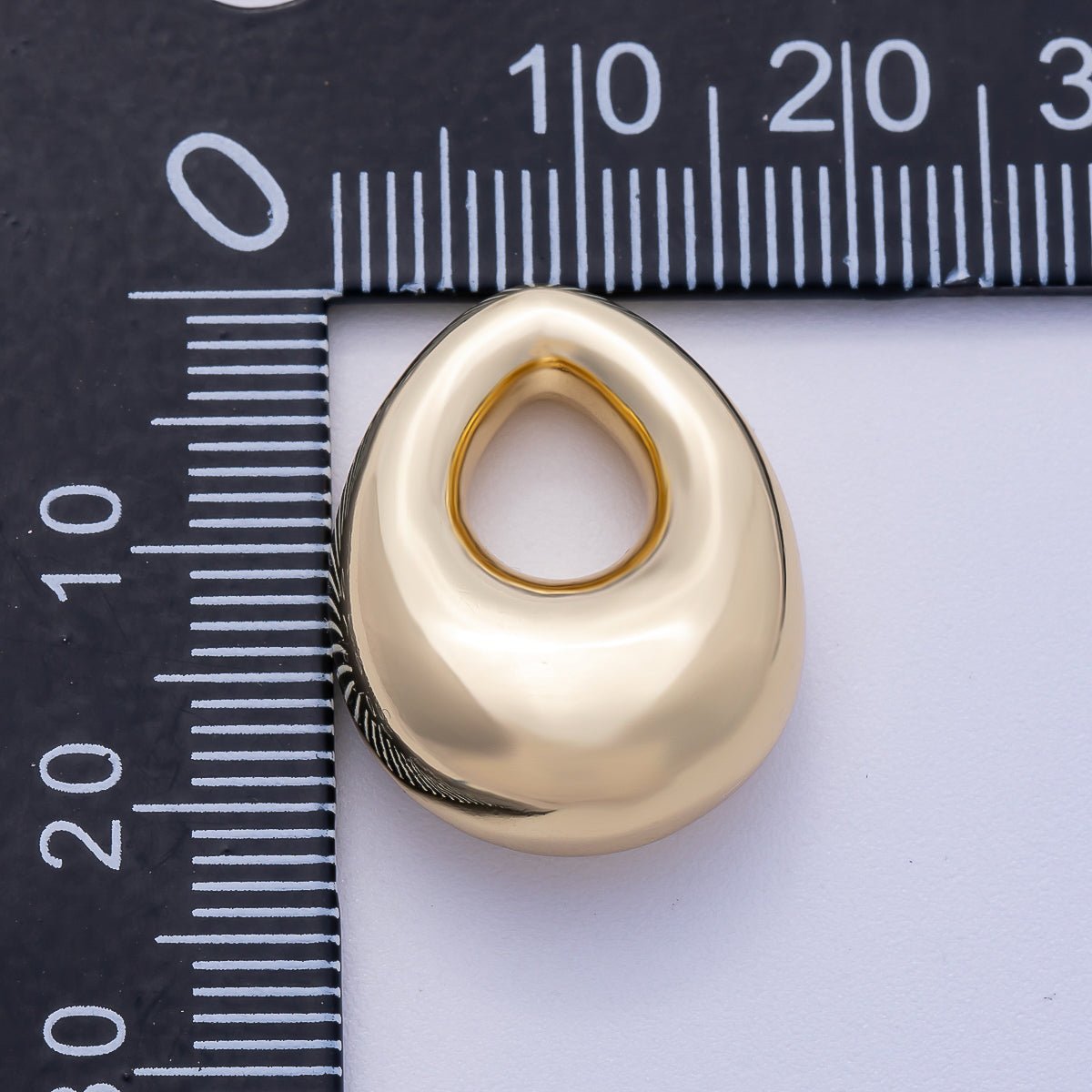 16K Gold Filled 22mm Minimalist Chubby Geometric Teardrop Bead Pendant | BEADS - 00235 - DLUXCA