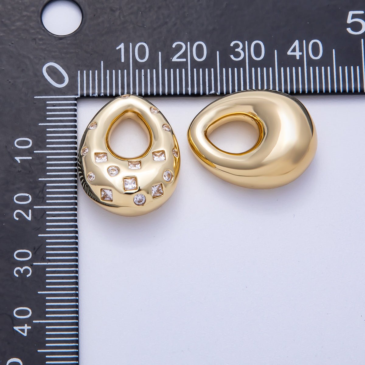 16K Gold Filled 22mm Multi Cut CZ Chubby Geometric Teardrop Bead Pendant | BEADS - 00272 - DLUXCA