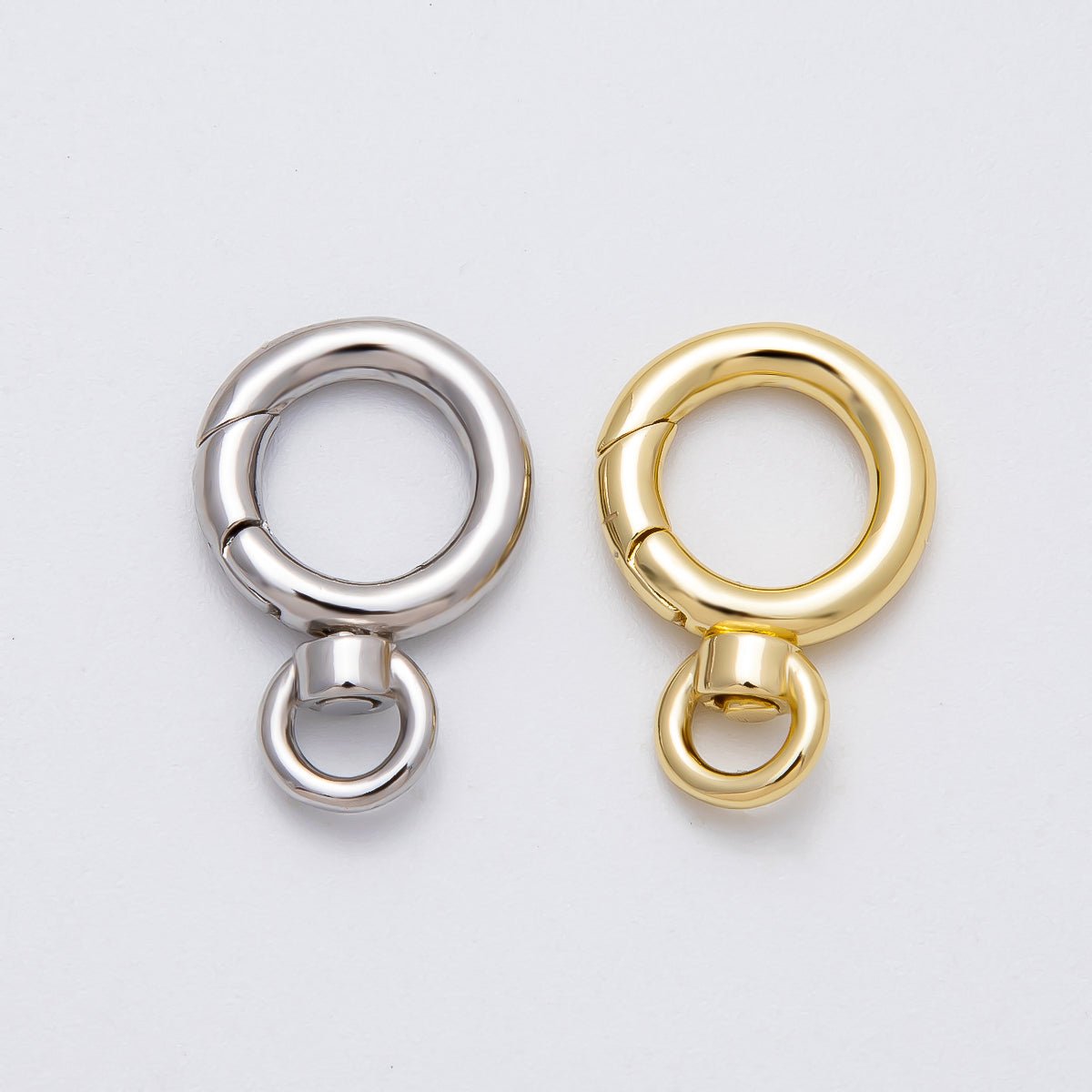 16K Gold Filled 22mm Round Push Gate Swivel Clasps Closure in Gold & Silver | Findings - 00140 Findings - 00141 - DLUXCA