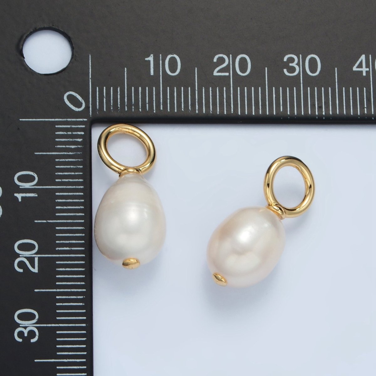 16K Gold Filled 22mm White Ringed Freshwater Pearl Drop Pendant | P1869 - DLUXCA