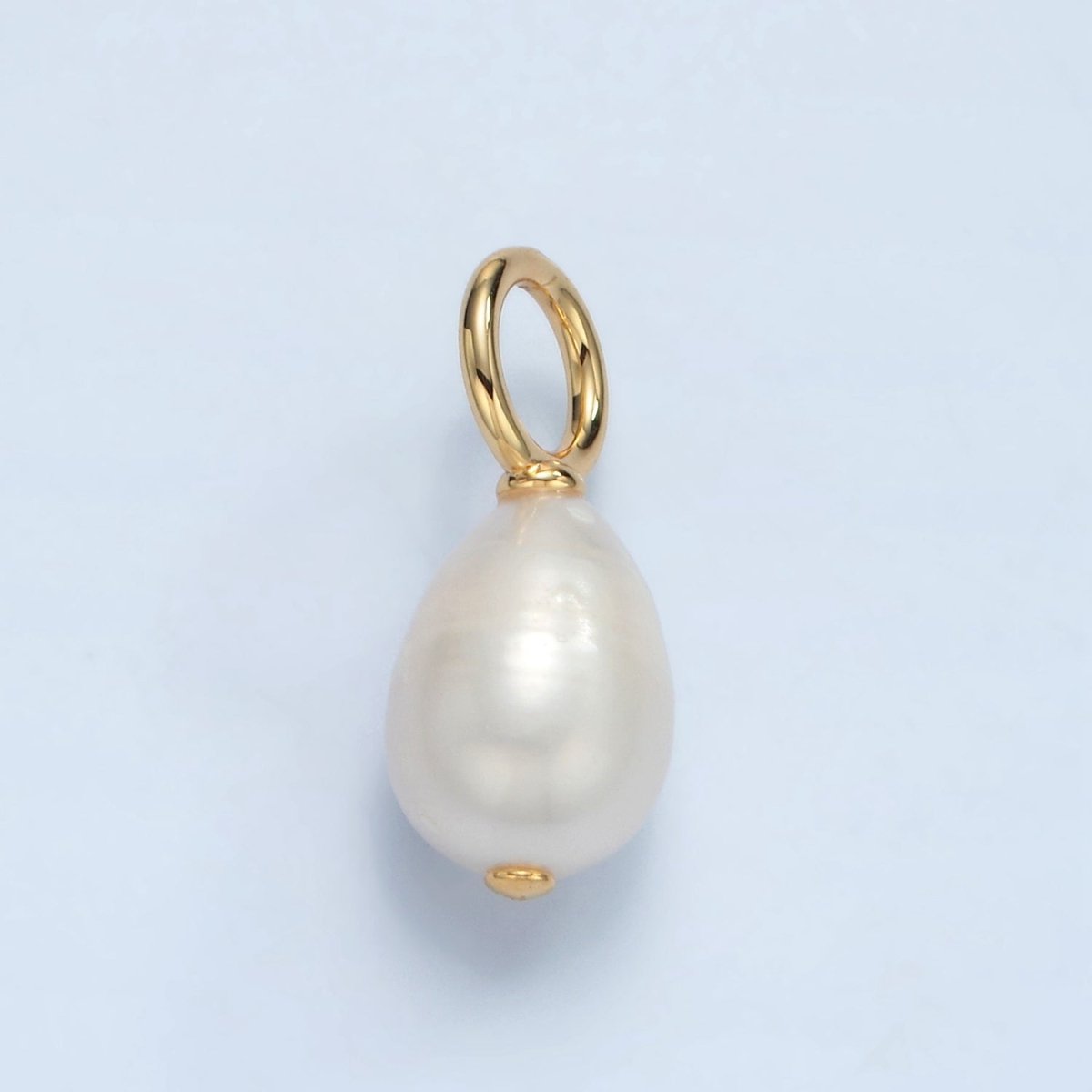 16K Gold Filled 22mm White Ringed Freshwater Pearl Drop Pendant | P1869 - DLUXCA