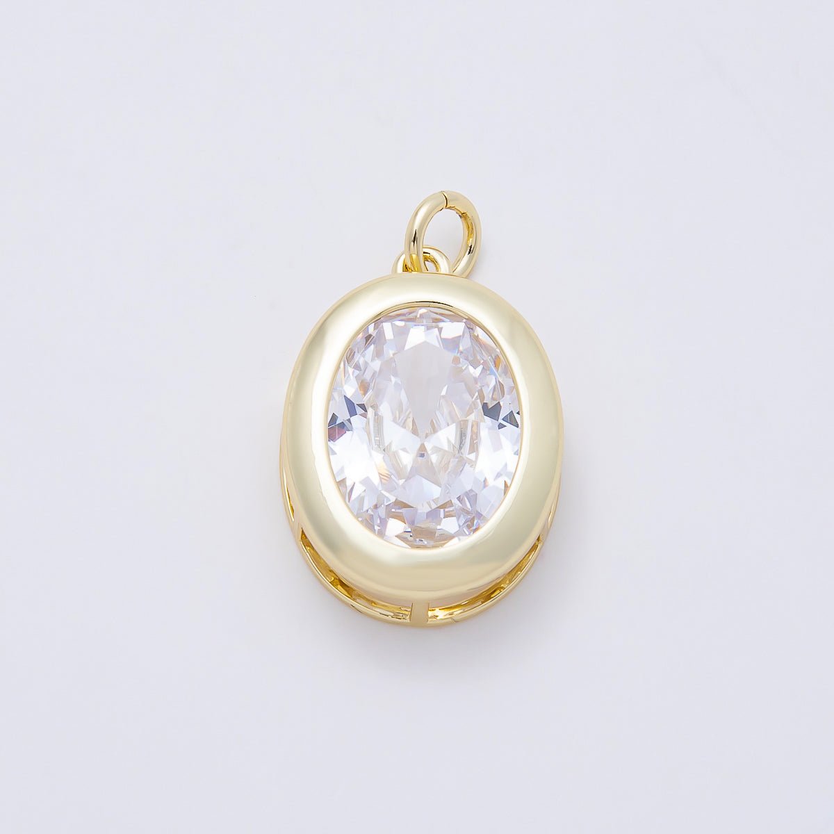 16K Gold Filled 23mm Clear, Turquoise Oval Bezel Charm | Charms-01100 Charms-01101 - DLUXCA