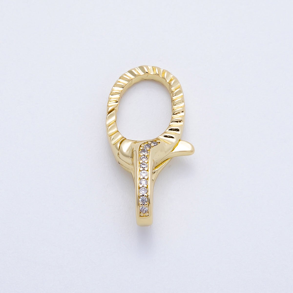 16K Gold Filled 23mm Micro Paved CZ Textured Lobster Claw Clasps in Silver & Gold | Findings - 00160 Findings - 00163 - DLUXCA