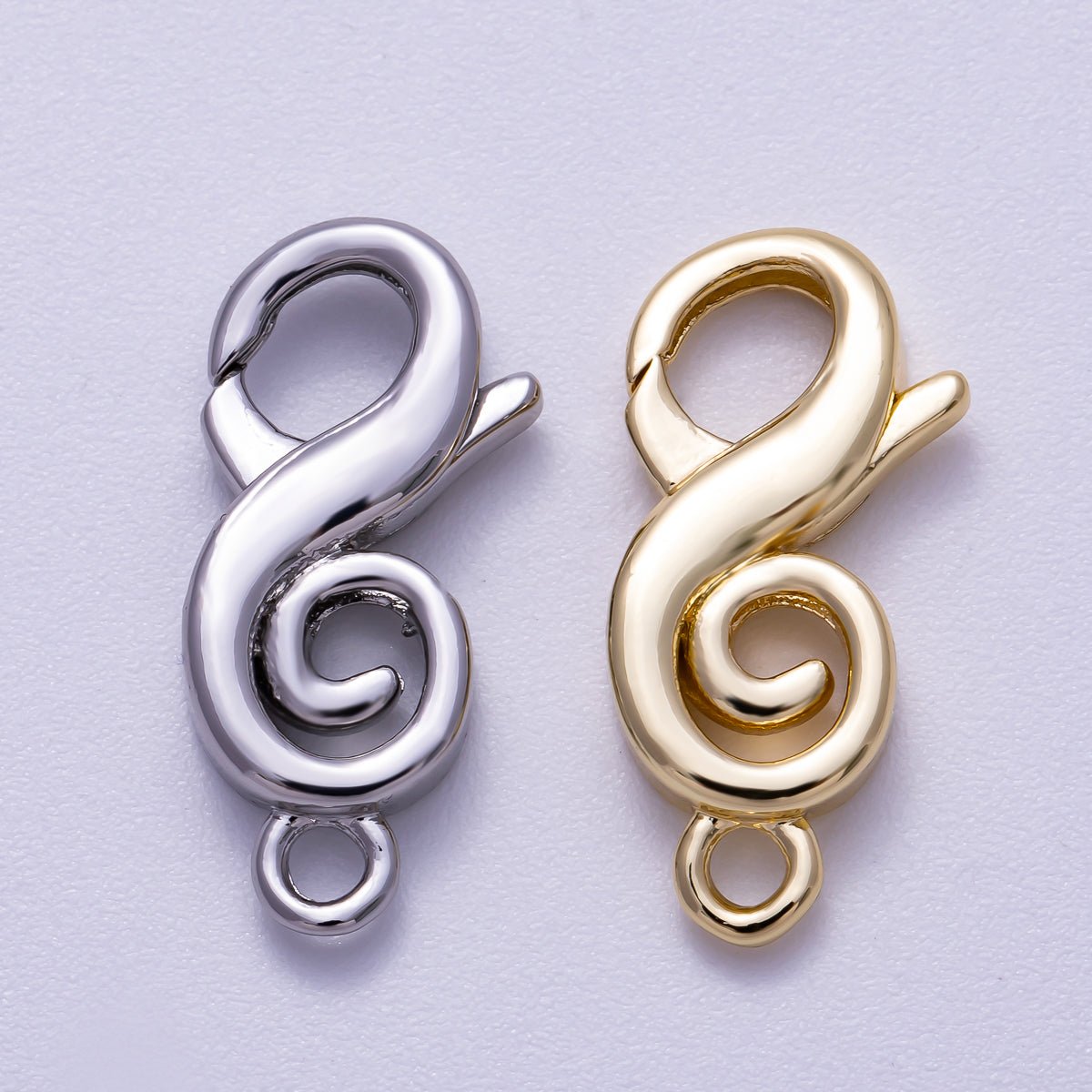 16K Gold Filled 23mm Treble Clef Music Lobster Clasps in Gold & Silver | Findings - 00158 Findings - 00159 - DLUXCA