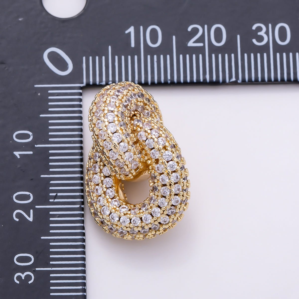 16K Gold Filled 24mm Micro Paved CZ Chunky Double Interlocking Oval Loop | Findings-00567 - DLUXCA