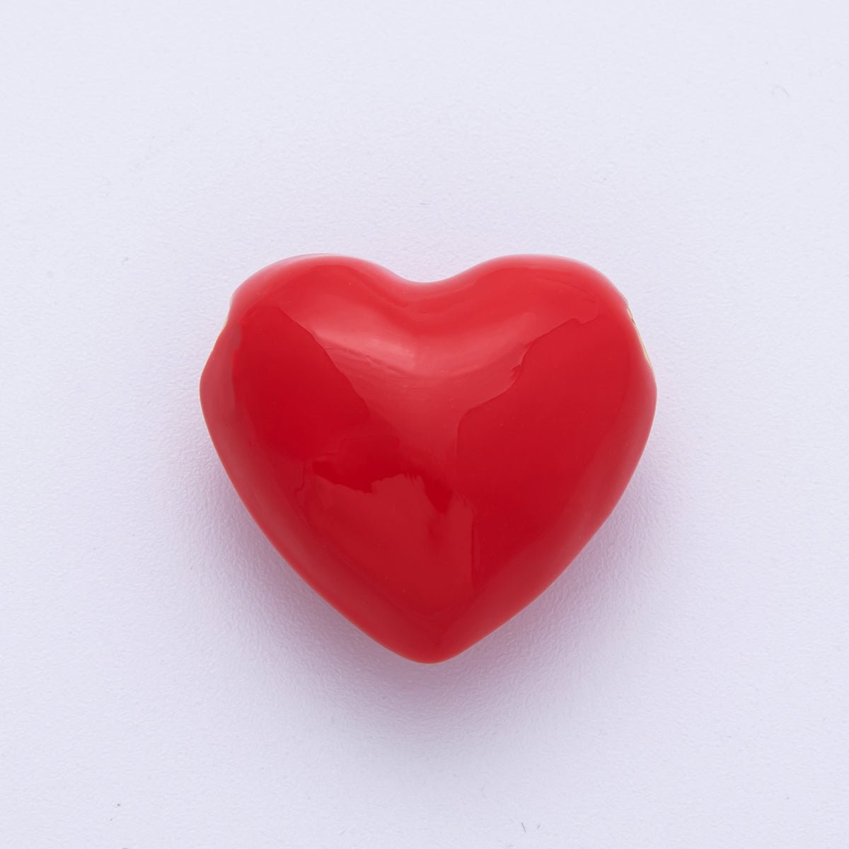 16K Gold Filled 24mm Red Enamel Chubby Heart 3D Multidimensional Bead | Beads - 00021 - DLUXCA