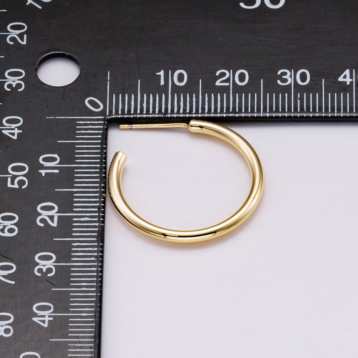 16K Gold Filled 25mm, 35mm. 50mm Minimalist C - Shaped Hoop Earrings | Earrings - 00315 ~ Earrings - 00317 - DLUXCA