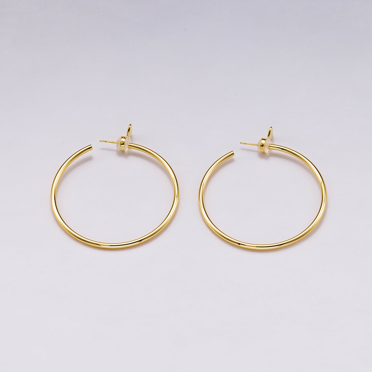 16K Gold Filled 25mm, 35mm. 50mm Minimalist C - Shaped Hoop Earrings | Earrings - 00315 ~ Earrings - 00317 - DLUXCA