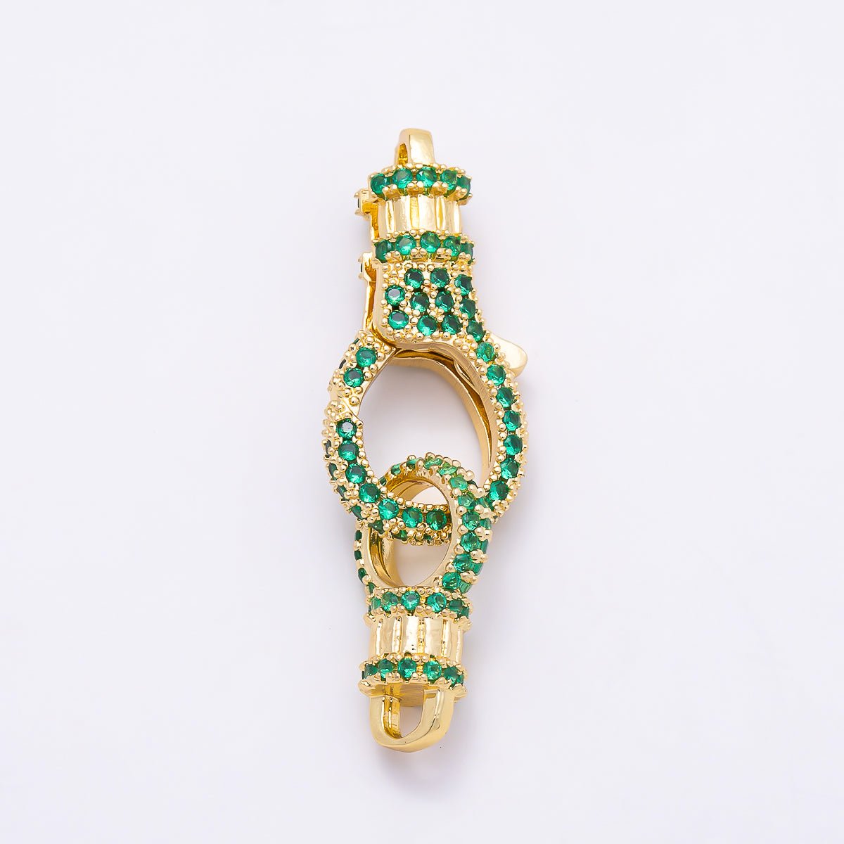 16K Gold Filled 25mm Colorful Micro Paved CZ Spring Lock Push Gate Clasp | Findings-00559 - Findings-00565 - DLUXCA