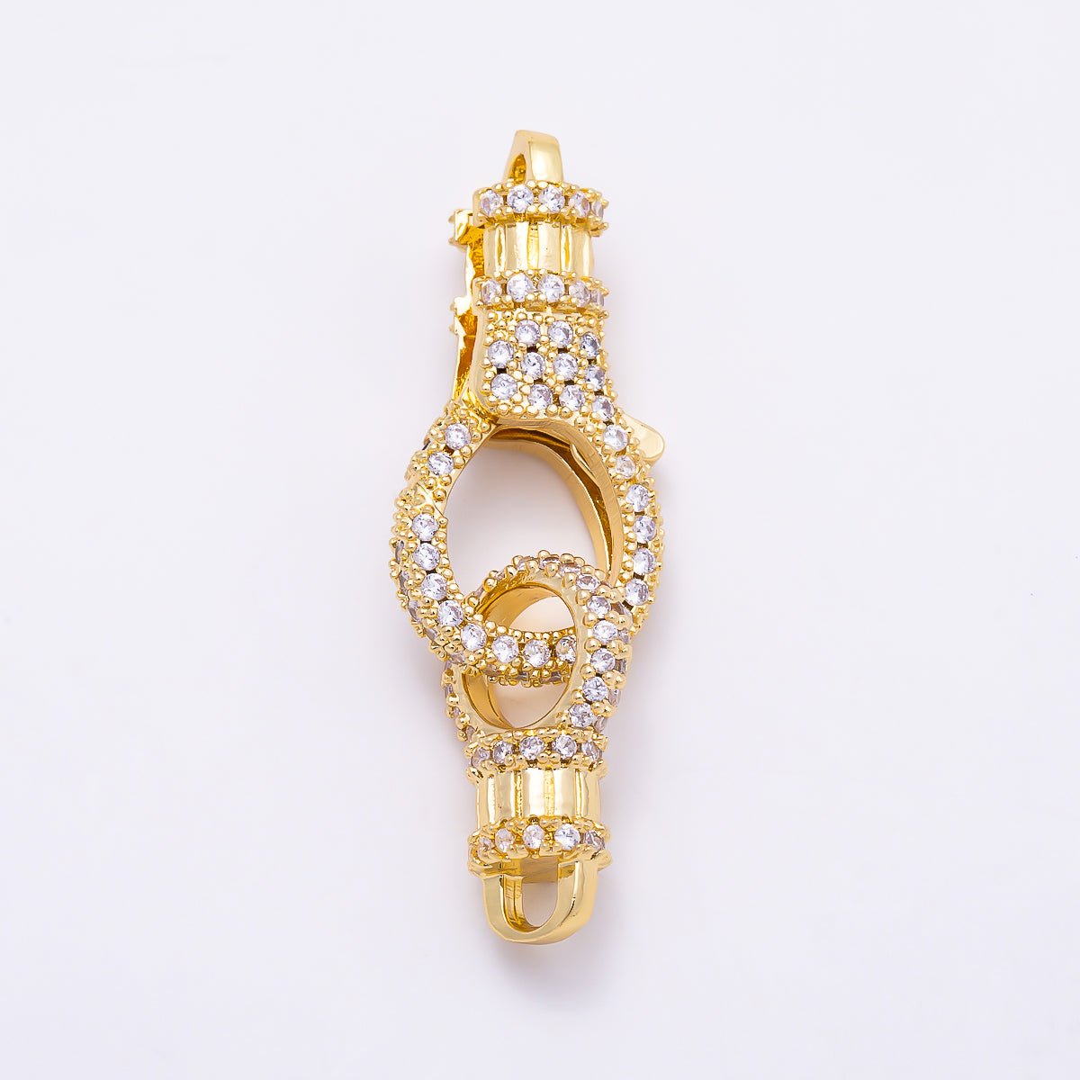 16K Gold Filled 25mm Colorful Micro Paved CZ Spring Lock Push Gate Clasp | Findings-00559 - Findings-00565 - DLUXCA