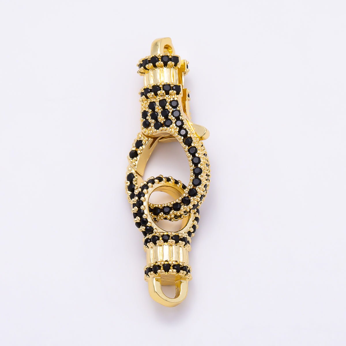 16K Gold Filled 25mm Colorful Micro Paved CZ Spring Lock Push Gate Clasp | Findings-00559 - Findings-00565 - DLUXCA