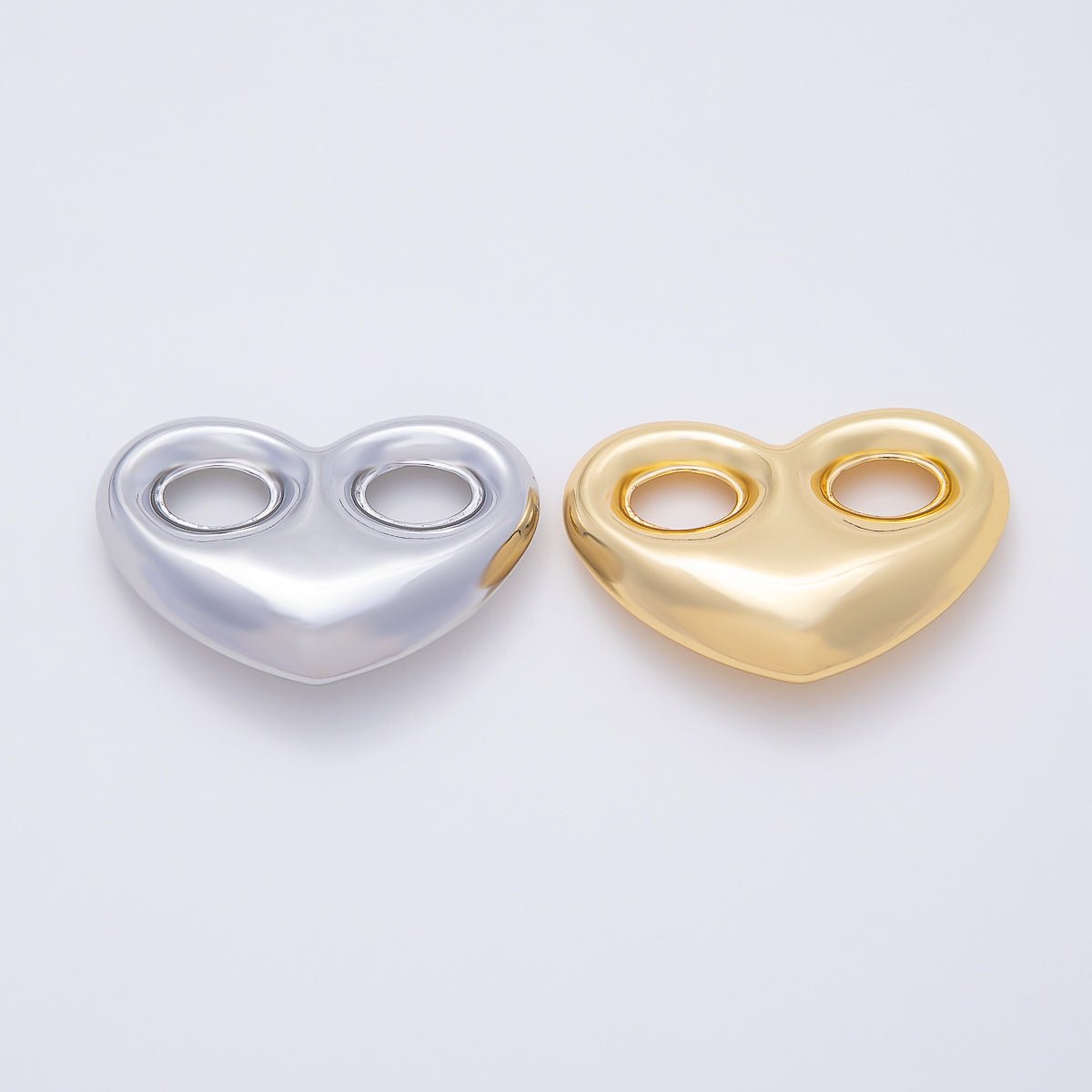 16K Gold Filled 25mm Heart Mariner Chubby Link Finding in Gold & Silver | Findings-00234 Findings-00235 - DLUXCA