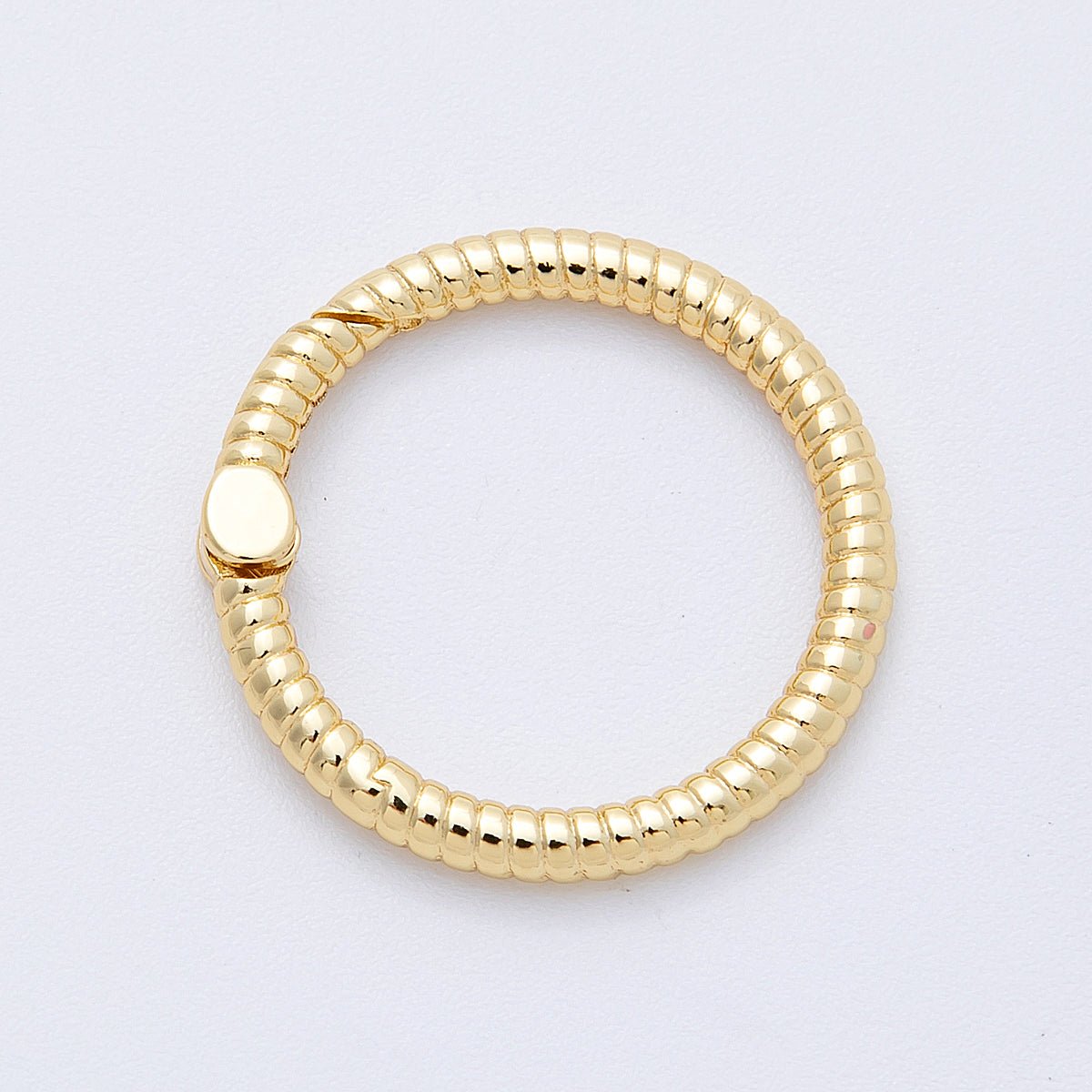 16K Gold Filled 25mm Round Ribbed Croissant Push Gate Clasps Findings | Findings - 00032 - DLUXCA