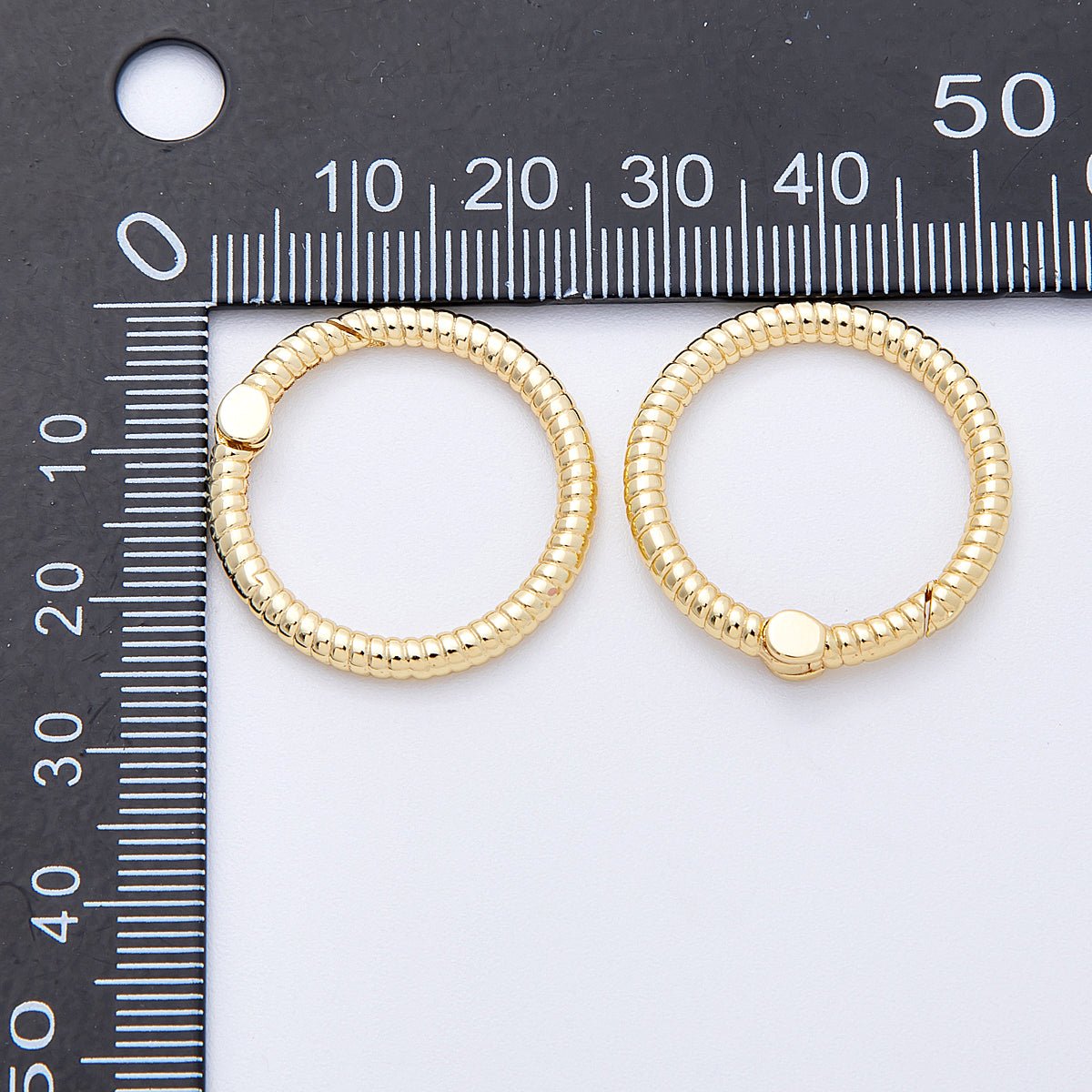 16K Gold Filled 25mm Round Ribbed Croissant Push Gate Clasps Findings | Findings - 00032 - DLUXCA