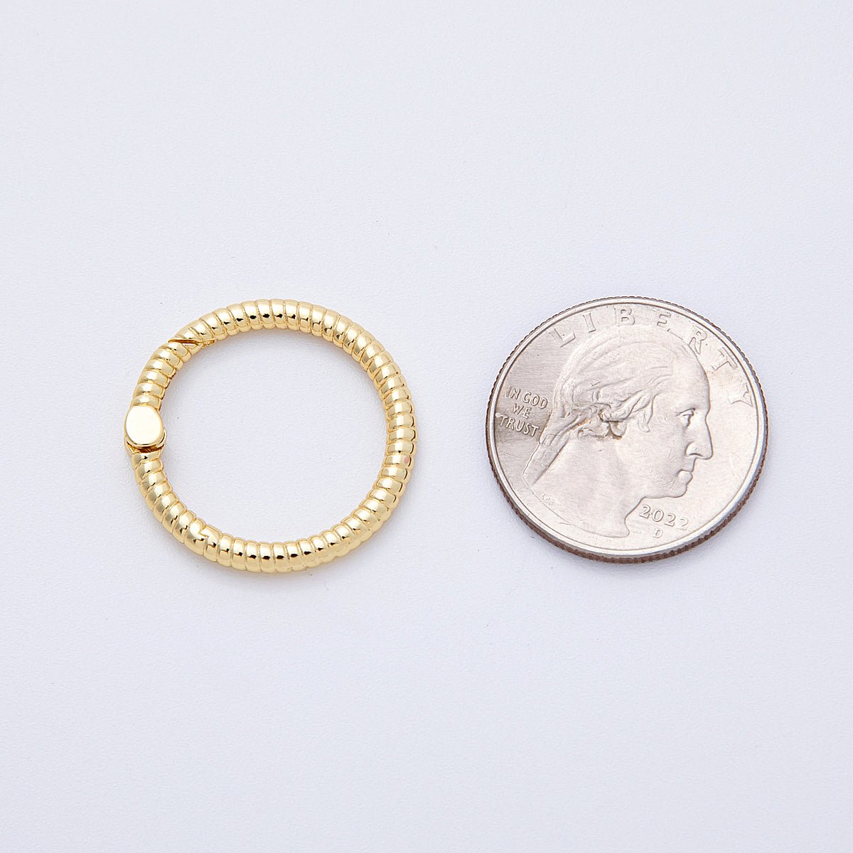 16K Gold Filled 25mm Round Ribbed Croissant Push Gate Clasps Findings | Findings - 00032 - DLUXCA