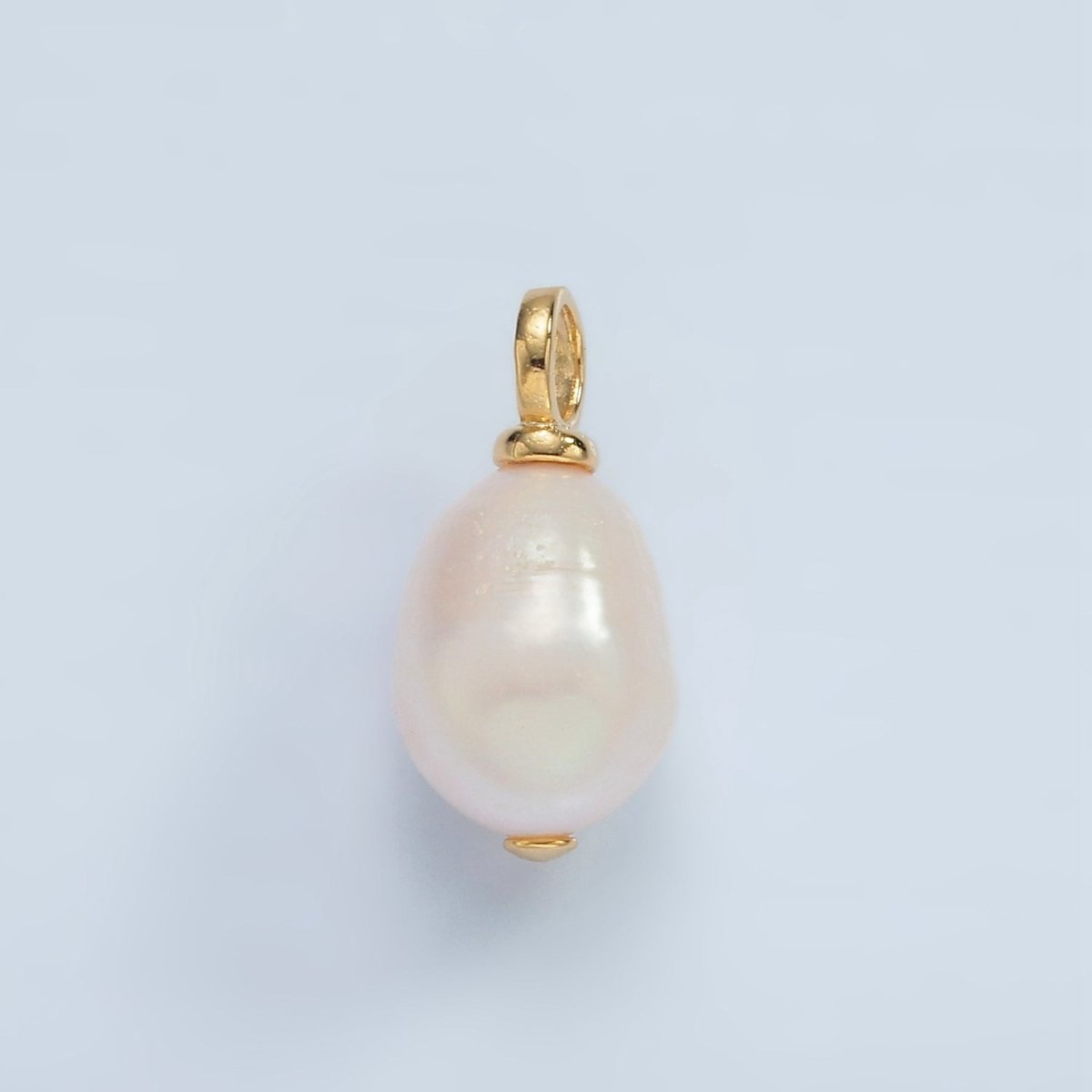 16K Gold Filled 25mm White Ringed Freshwater Pearl Pendant | P1865 - DLUXCA