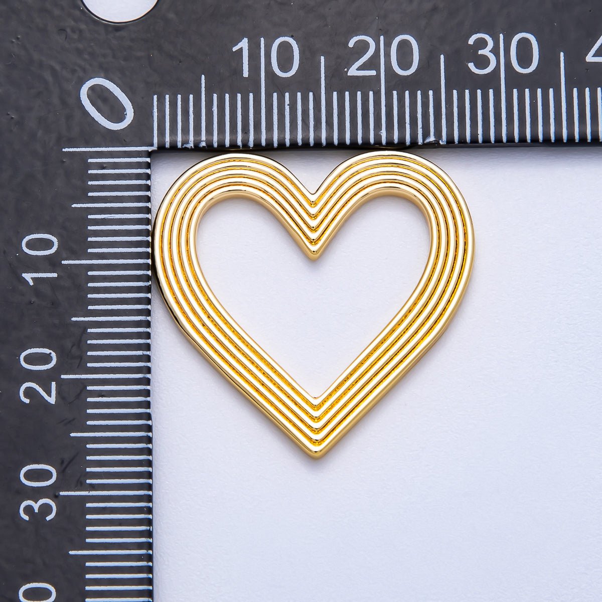 16K Gold Filled 26mm Ribbed Open Heart Charm Findings | Findings - 00152 - DLUXCA