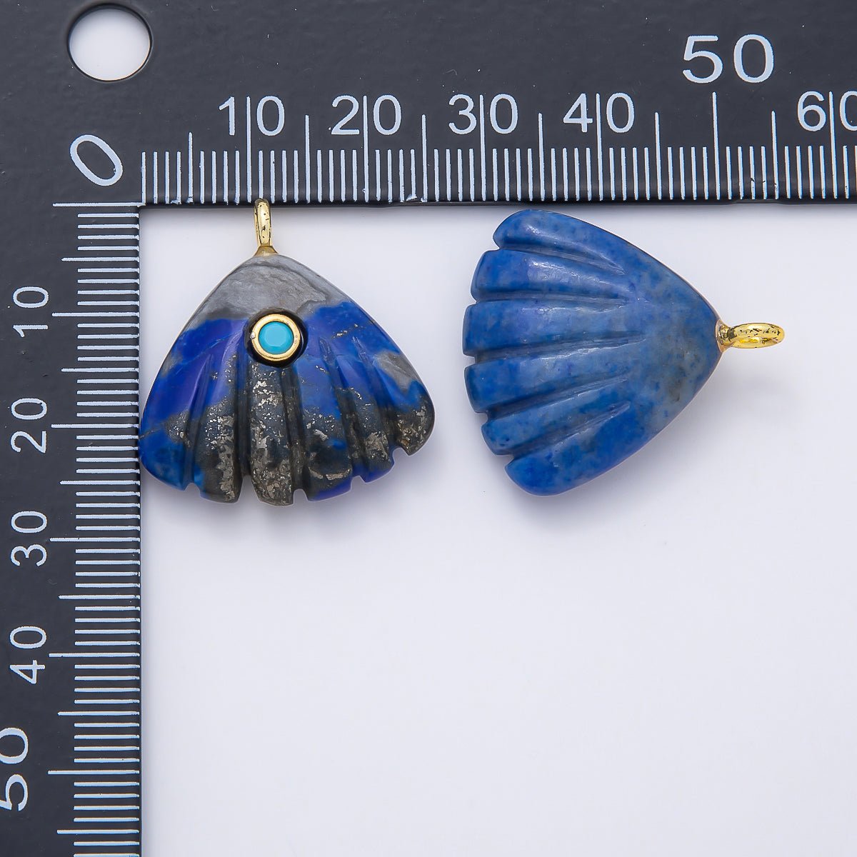 16K Gold Filled 27mm Multicolor CZ Embedded Gemstone Scallop Sea Shell Pendant | Charms-01047 ~ Charms-01052 - DLUXCA