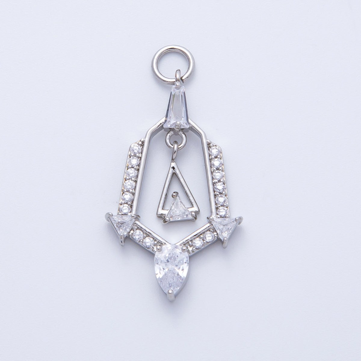 16K Gold Filled 28mm Micro Paved CZ Geometric Charm in Gold & Silver | Charms - 00372 Charms - 00373 - DLUXCA