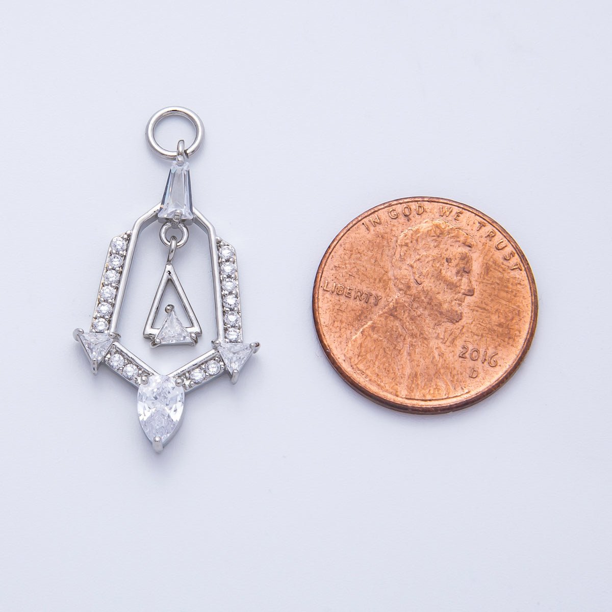 16K Gold Filled 28mm Micro Paved CZ Geometric Charm in Gold & Silver | Charms - 00372 Charms - 00373 - DLUXCA