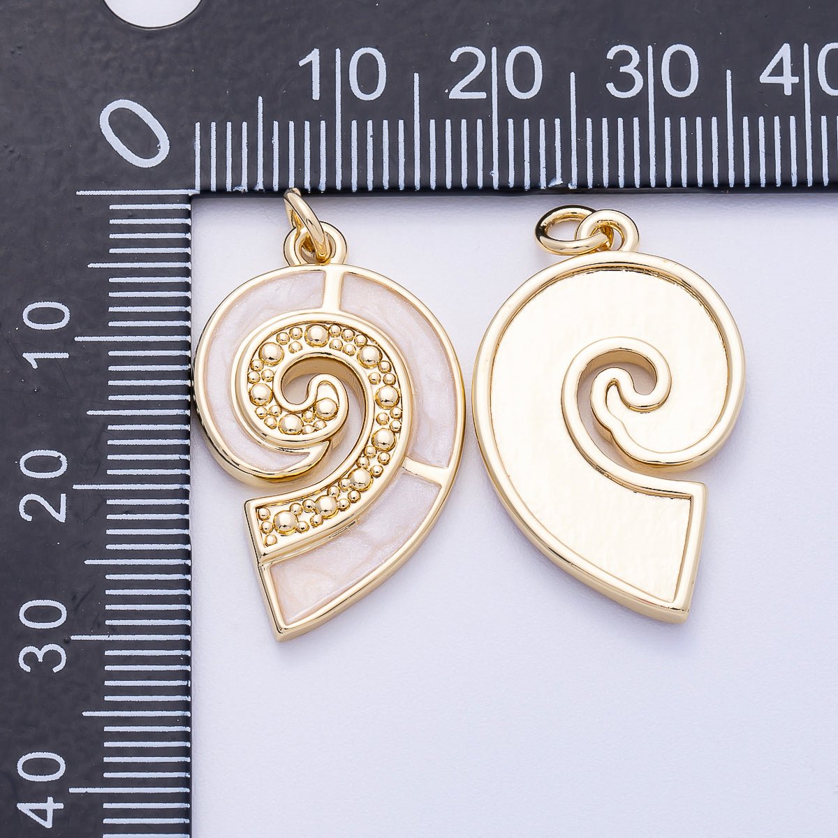 16K Gold Filled 28mm Micro Paved CZ Shell Pearl Conch Sea Shell Charm | Charms - 00497 - DLUXCA