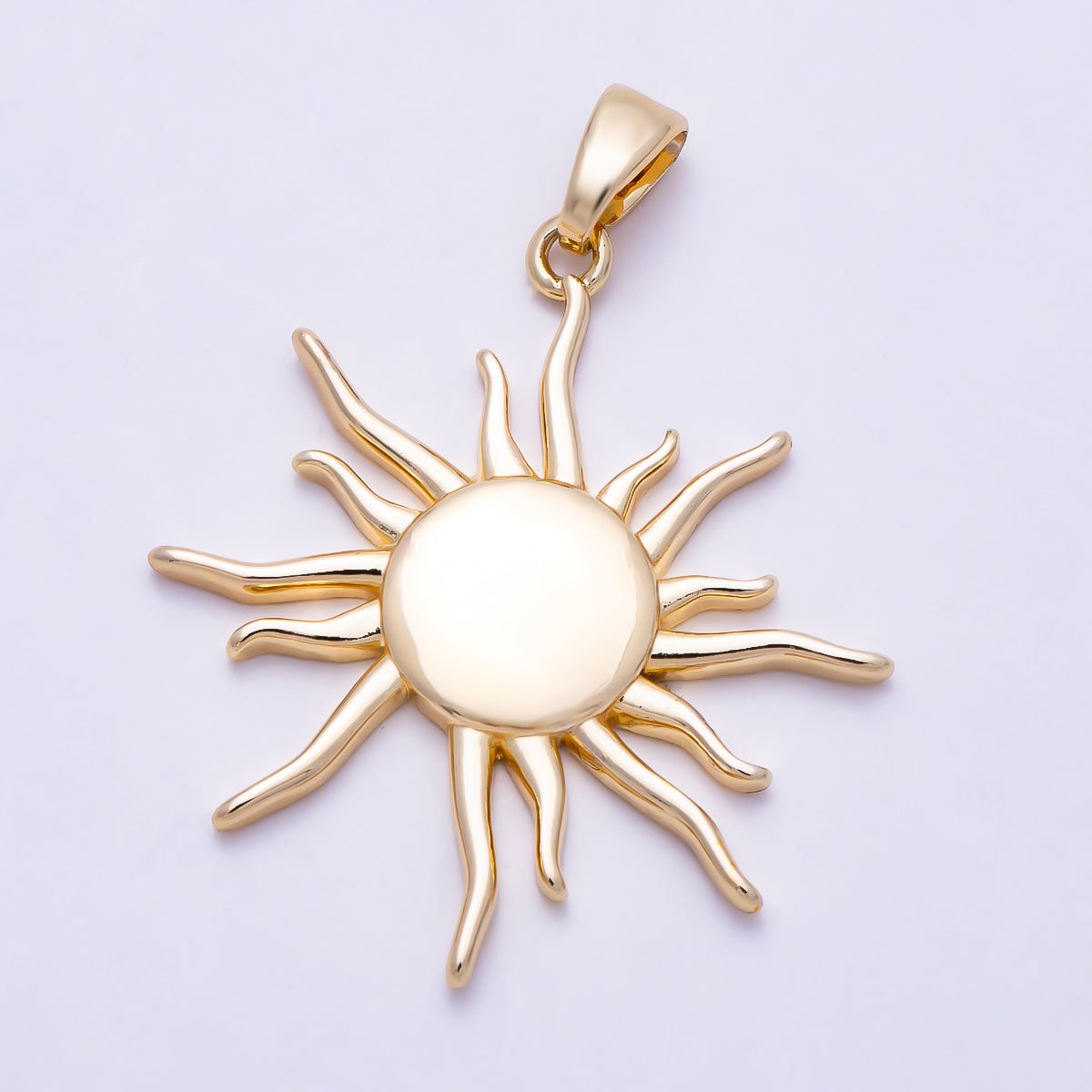 16K Gold Filled 28mm Minimalist Celestial Sun Ray Pendant | Charms-01996 - DLUXCA