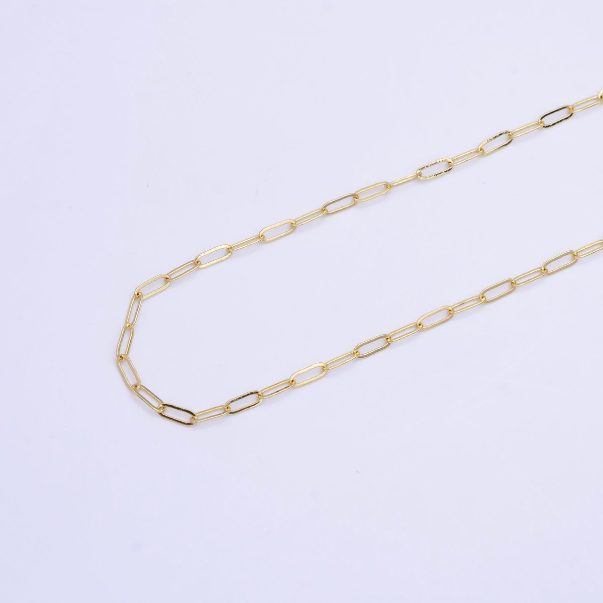 16K Gold Filled 2.8mm Minimalist Paperclip Chain 17.5 Inch Necklace | WA - 2515 - DLUXCA