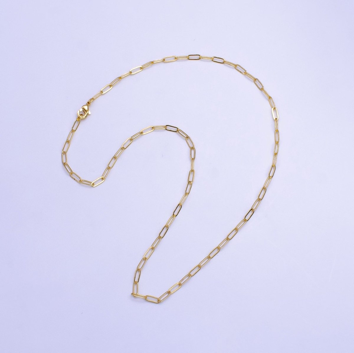 16K Gold Filled 2.8mm Minimalist Paperclip Chain 17.5 Inch Necklace | WA - 2515 - DLUXCA