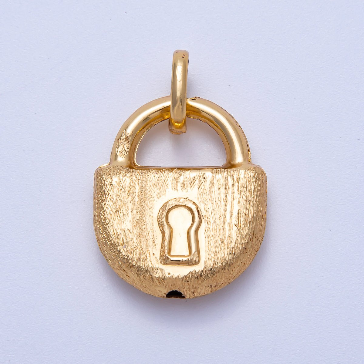 16K Gold Filled 28mm Minimalist Textured Padlock Multidimensional 3D Charm | Charms - 00616 - DLUXCA
