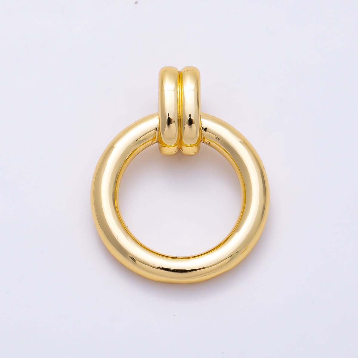 16K Gold Filled 29mm Minimalist Round Geometric Double Bail Pendant | Charms-01980 - DLUXCA