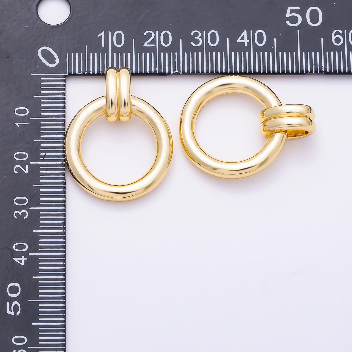 16K Gold Filled 29mm Minimalist Round Geometric Double Bail Pendant | Charms-01980 - DLUXCA
