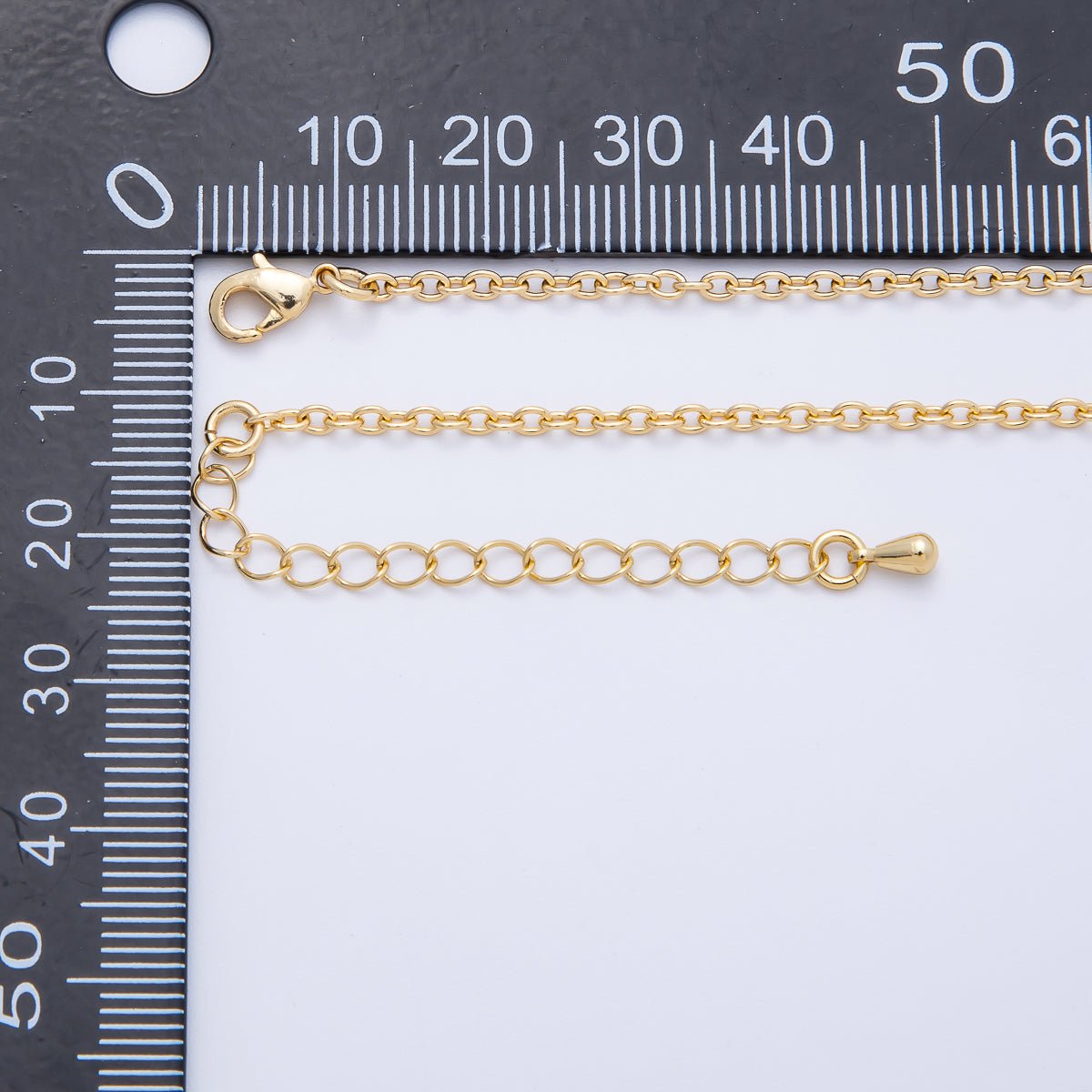 16K Gold Filled 2mm Minimalist Cable Chain 18 Inch, 19.5 Inch Necklace w. Extender | WA - 4064 WA - 4065 - DLUXCA