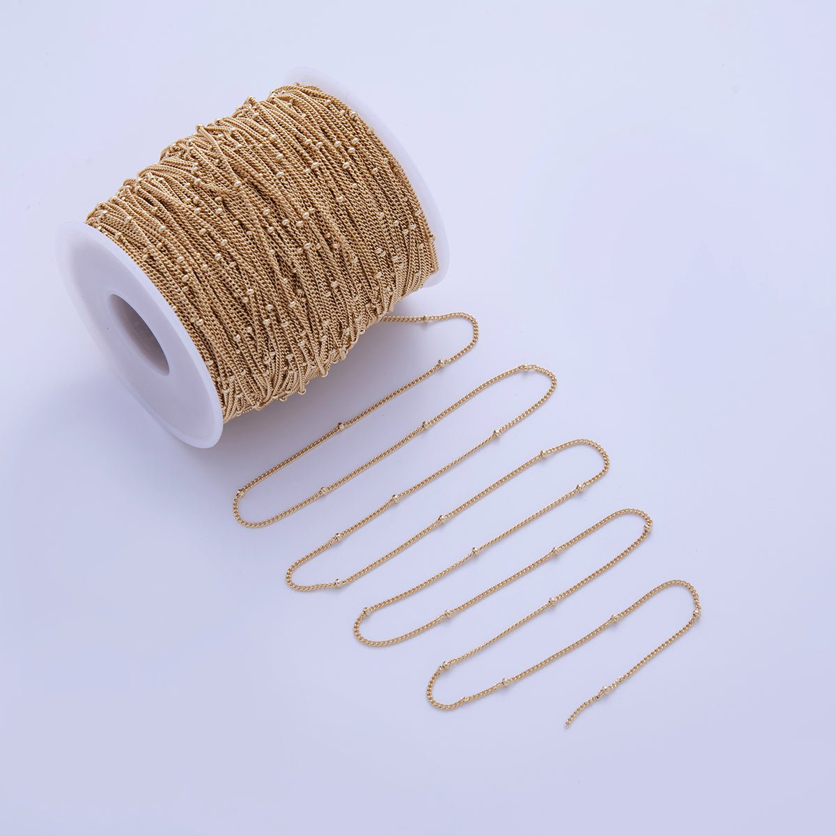 16K Gold Filled 2mm Minimalist Curb Satellite Unfinished Chain by Yard | Roll - 1575 - DLUXCA