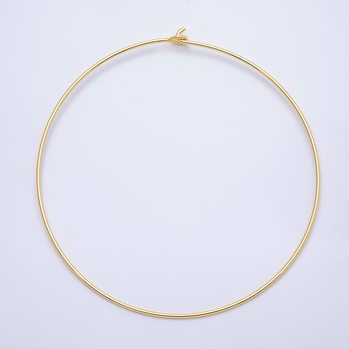16K Gold Filled 2mm Minimalist Floating Collar Torque Necklace in Gold & Silver | WA - 04442 WA - 04443 - DLUXCA