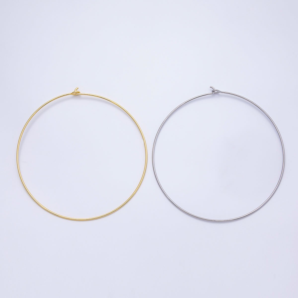 16K Gold Filled 2mm Minimalist Floating Collar Torque Necklace in Gold & Silver | WA - 04442 WA - 04443 - DLUXCA