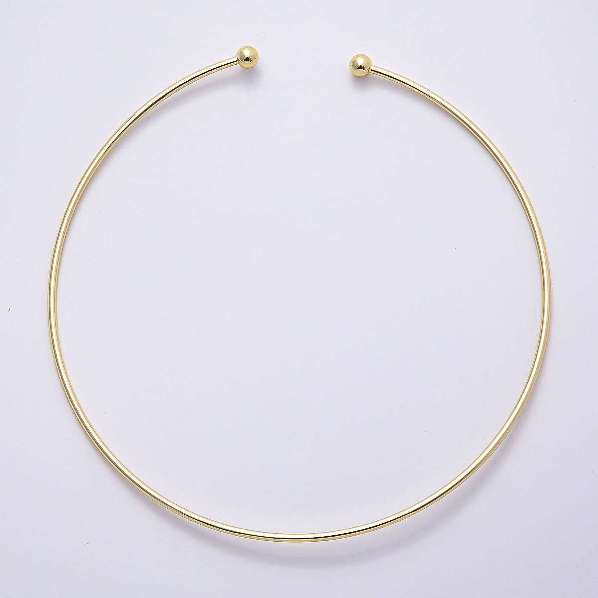 16K Gold Filled 2mm Minimalist Torque Floating Collar Necklace in Gold & Silver | WA - 04480 - WA - 04481 - DLUXCA