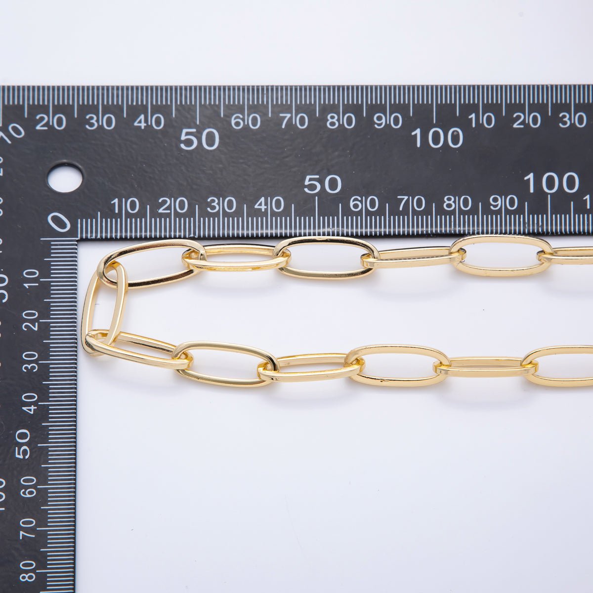 16K Gold Filled 2mm Unfinished Big Oval Chunky Paperclip Chain by Yard | ROLL - 1691 - DLUXCA