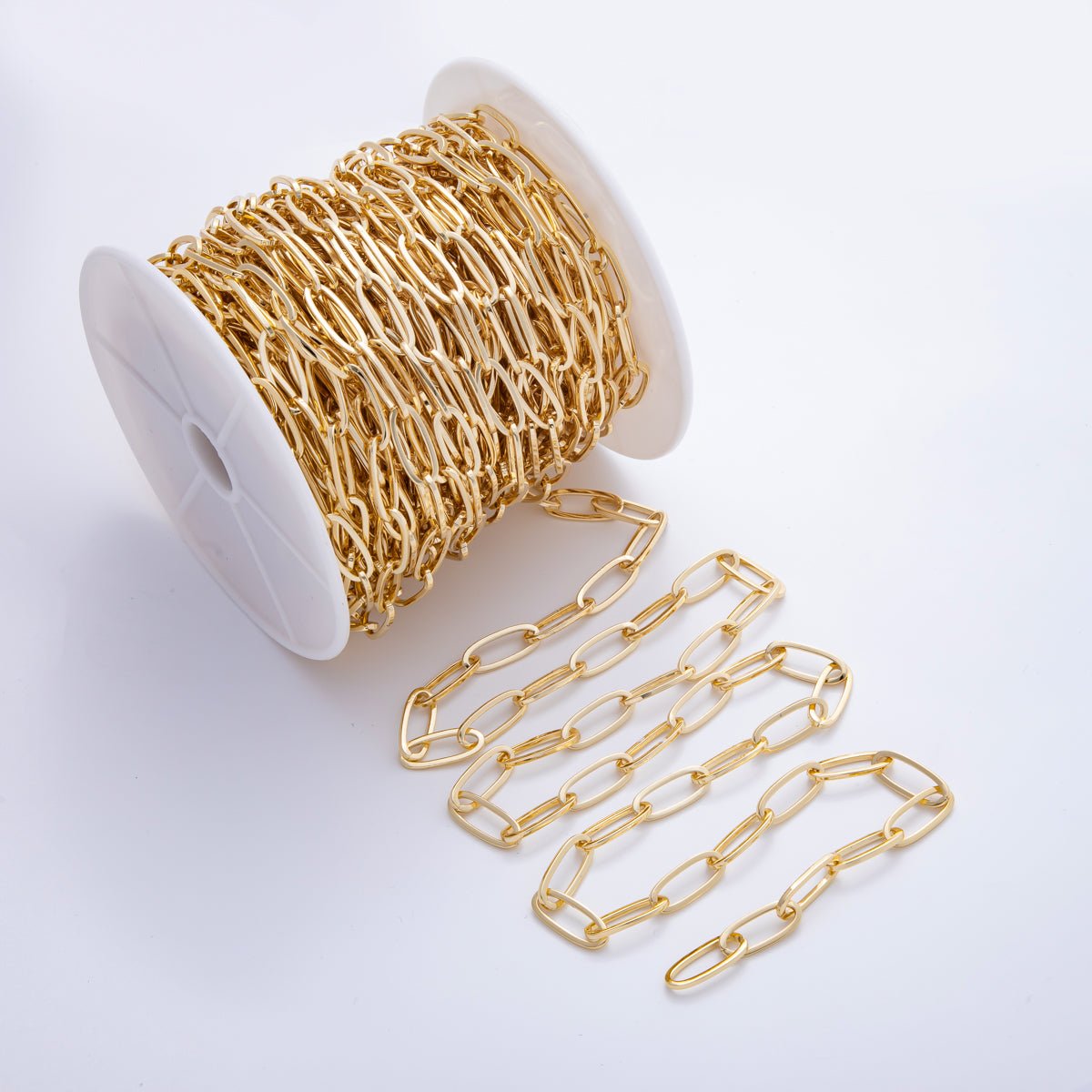 16K Gold Filled 2mm Unfinished Big Oval Chunky Paperclip Chain by Yard | ROLL - 1691 - DLUXCA