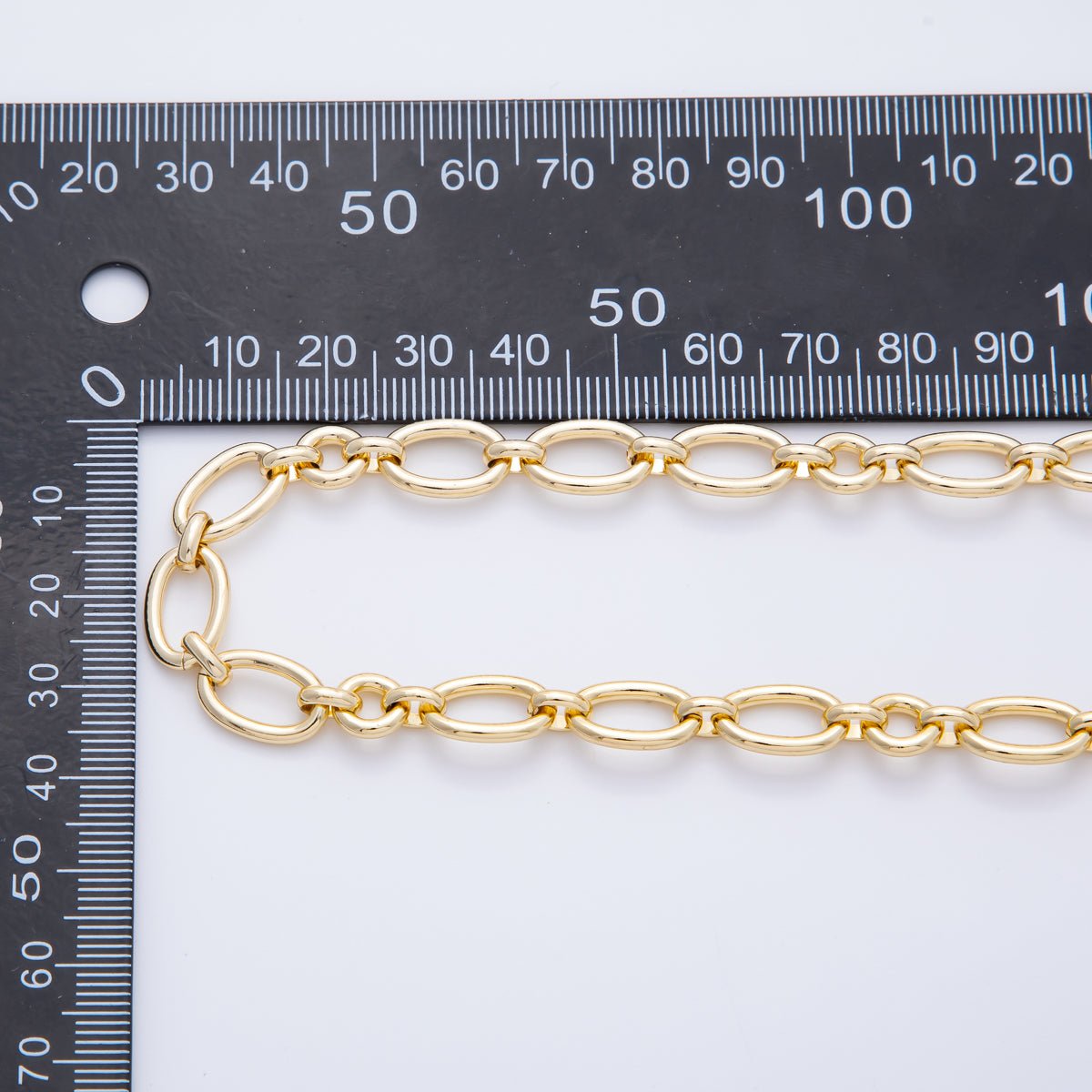 16K Gold Filled 2mm Unfinished Oval Stadium Cable Paperclip Chain by Yard | ROLL - 1693 - DLUXCA
