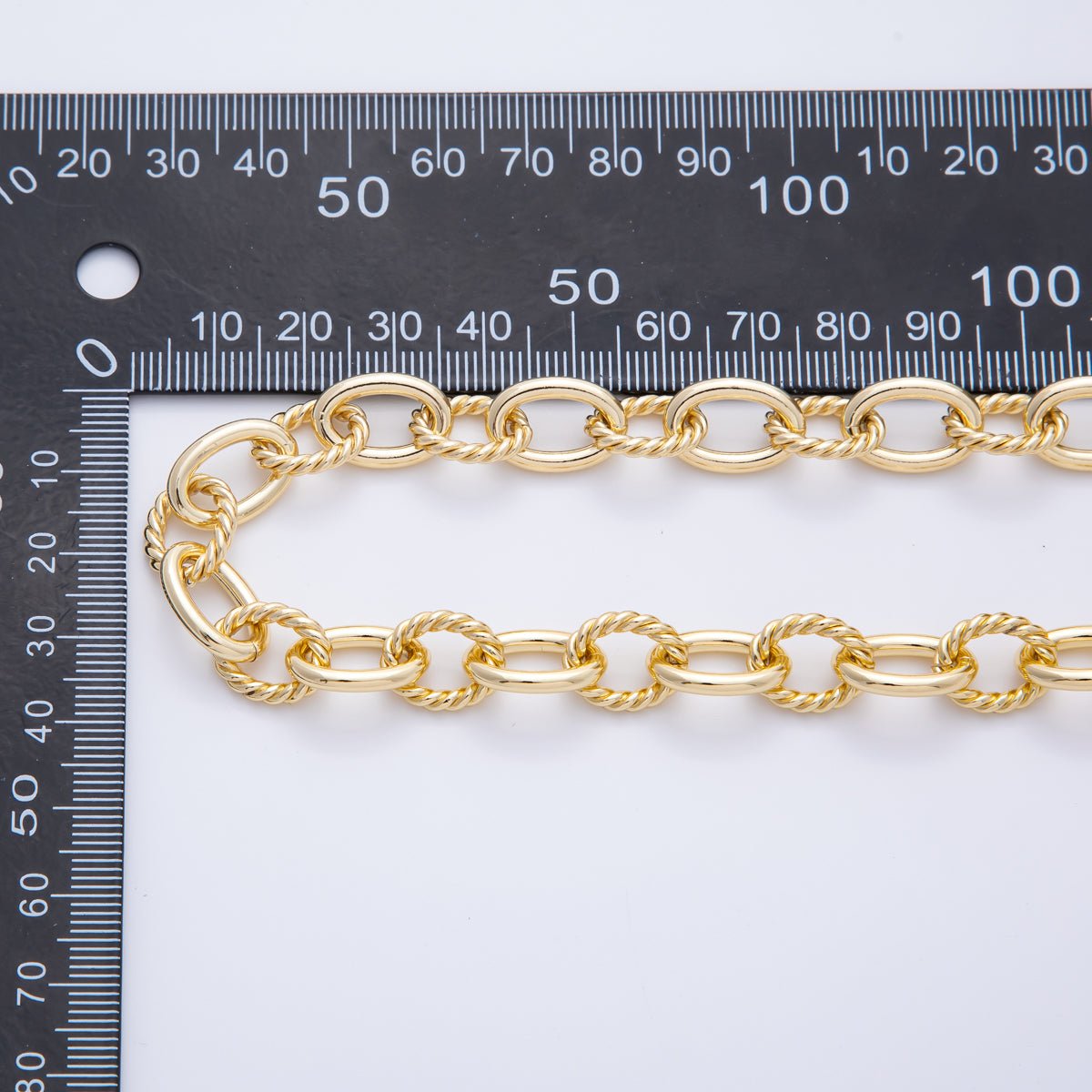 16K Gold Filled 2mm Unfinished Twist Link Rollo Fancy Chain by Yard | ROLL - 1692 - DLUXCA