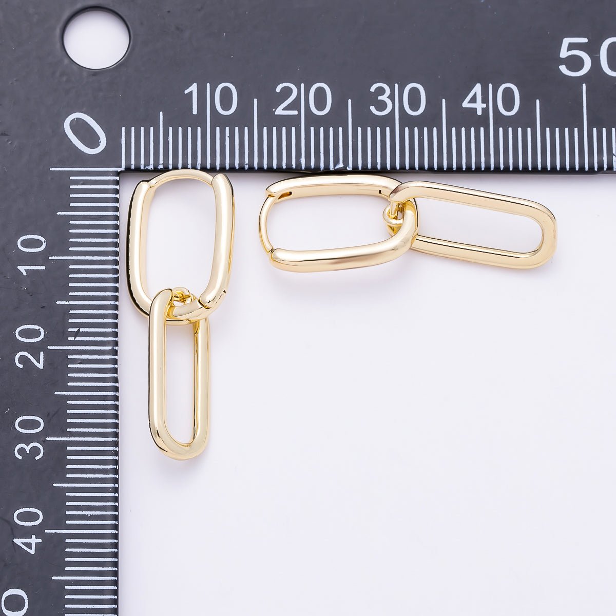 16K Gold Filled 30mm Minimalist Paperclip Oblong Chain Link Drop Hoop | Earrings-00700 - DLUXCA