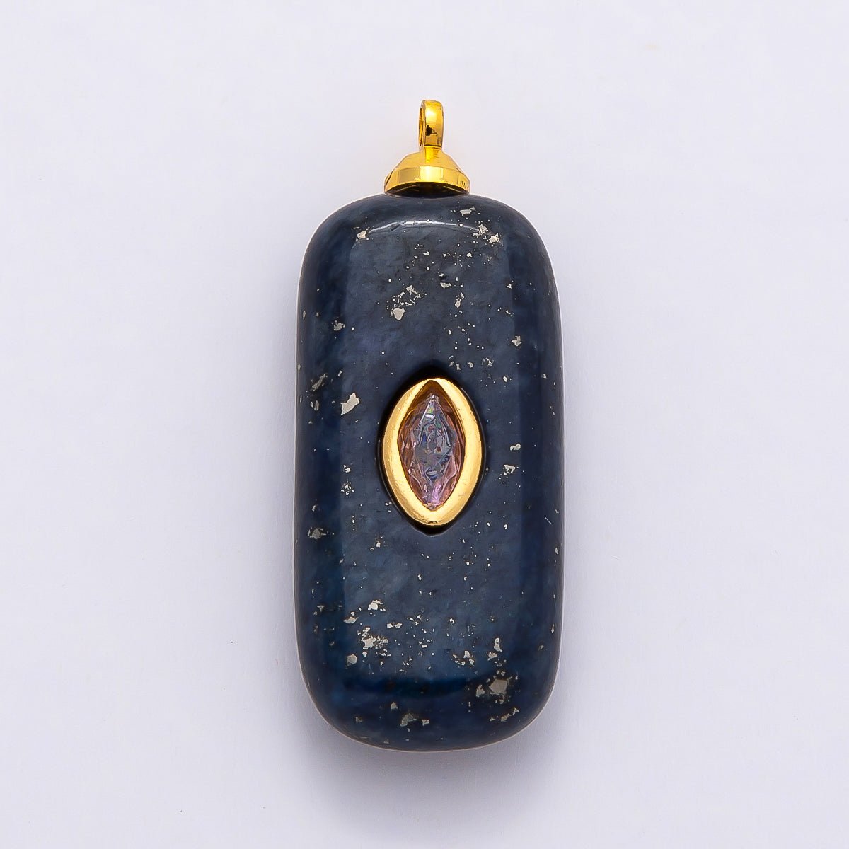 16K Gold Filled 30mm Multicolor CZ Embedded Gemstone Rectangular Pendant | Charms - 00826 ~ Charms - 00833 - DLUXCA