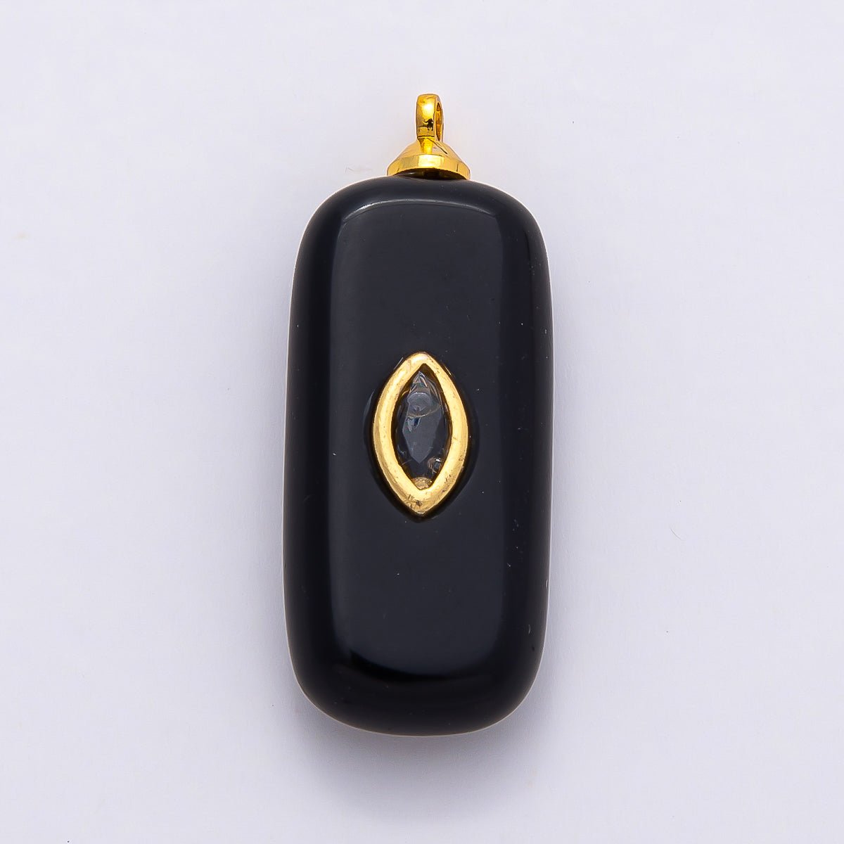 16K Gold Filled 30mm Multicolor CZ Embedded Gemstone Rectangular Pendant | Charms - 00826 ~ Charms - 00833 - DLUXCA