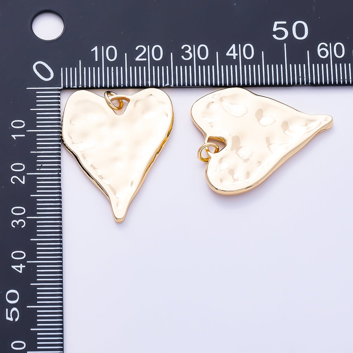 16K Gold Filled 31mm Hammered Organic Heart Pendant in Gold & Silver | Charms-01948 - Charms-01949 - DLUXCA