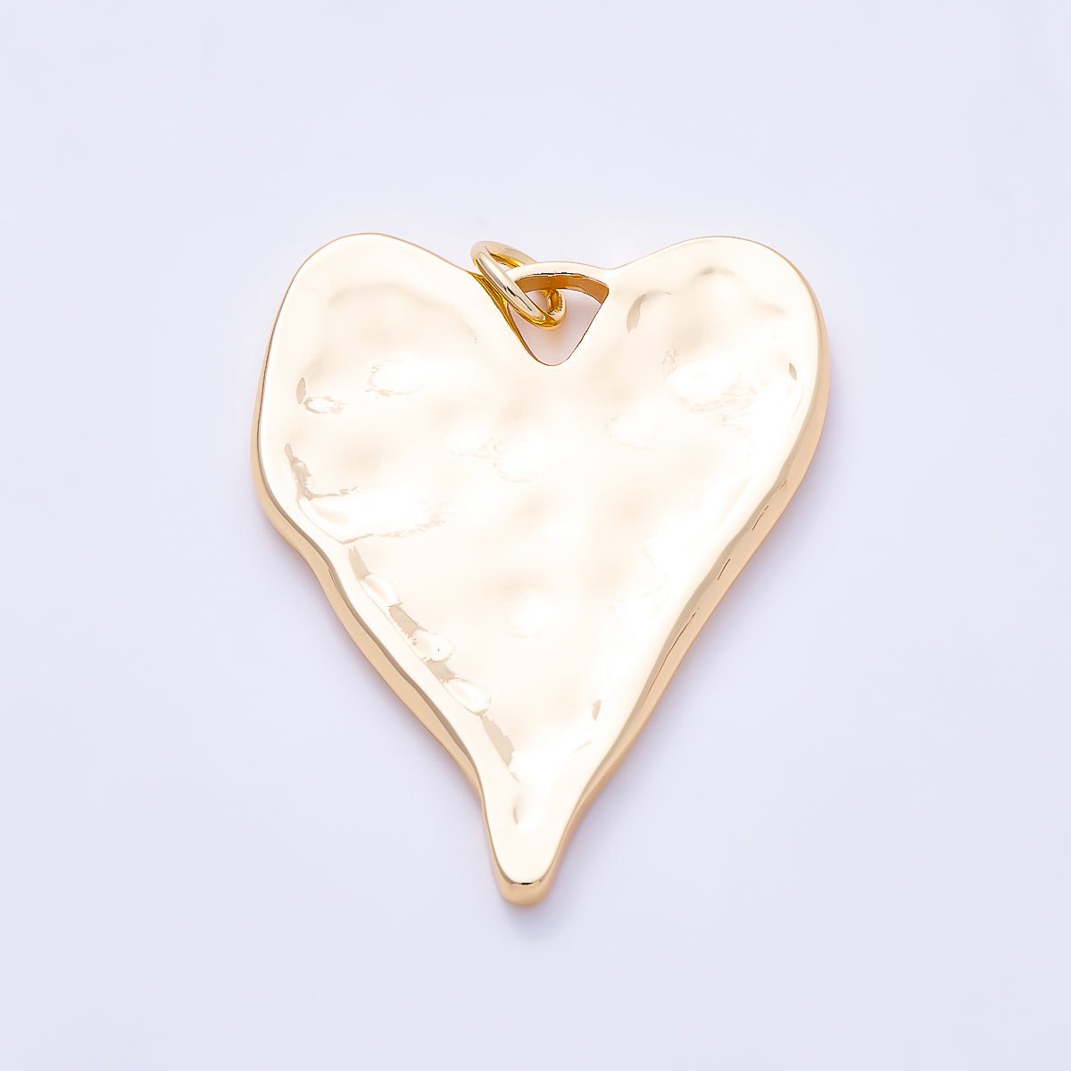 16K Gold Filled 31mm Hammered Organic Heart Pendant in Gold & Silver | Charms-01948 - Charms-01949 - DLUXCA