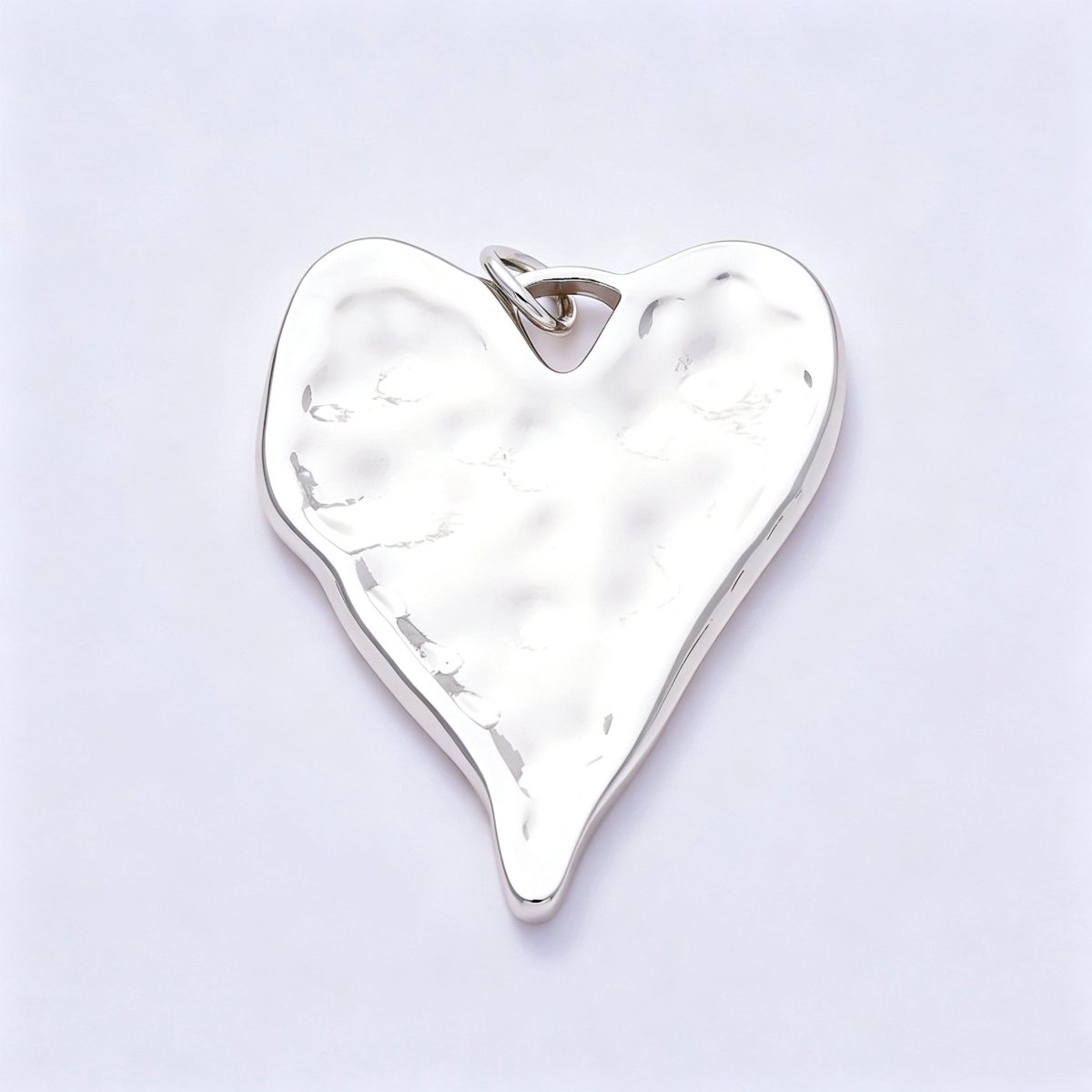 16K Gold Filled 31mm Hammered Organic Heart Pendant in Gold & Silver | Charms-01948 - Charms-01949 - DLUXCA