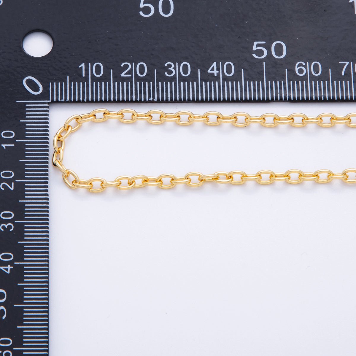 16K Gold Filled 3.2mm Minimalist Cable Unfinished Chain by Yard | Roll - 1565 - DLUXCA