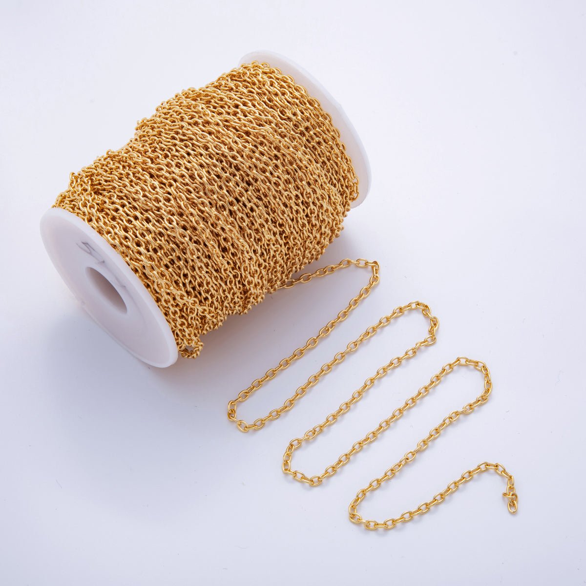 16K Gold Filled 3.2mm Minimalist Cable Unfinished Chain by Yard | Roll - 1565 - DLUXCA